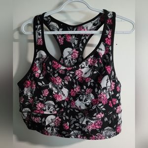 Torrid - 3X Sports Bra - Longline Style with Floral & Skull Pattern